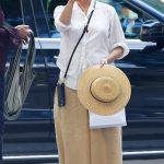 Gina Gershon in a White Blouse Was Seen Out in New York 08/18/2023