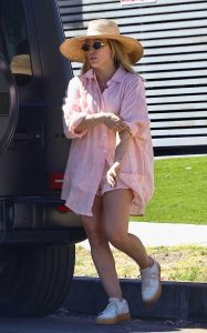 Hilary Duff in a Pink Shirt