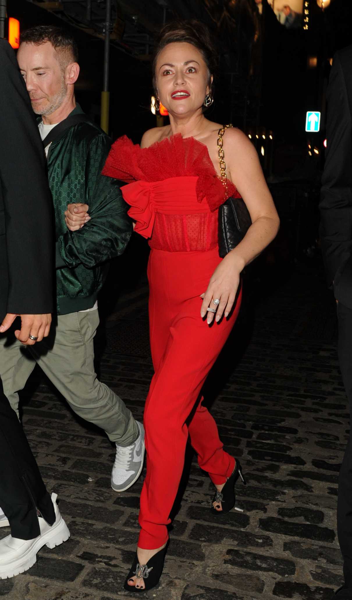 Jaime Winstone in a Red Pants Arrives at the Groucho Club in London 08