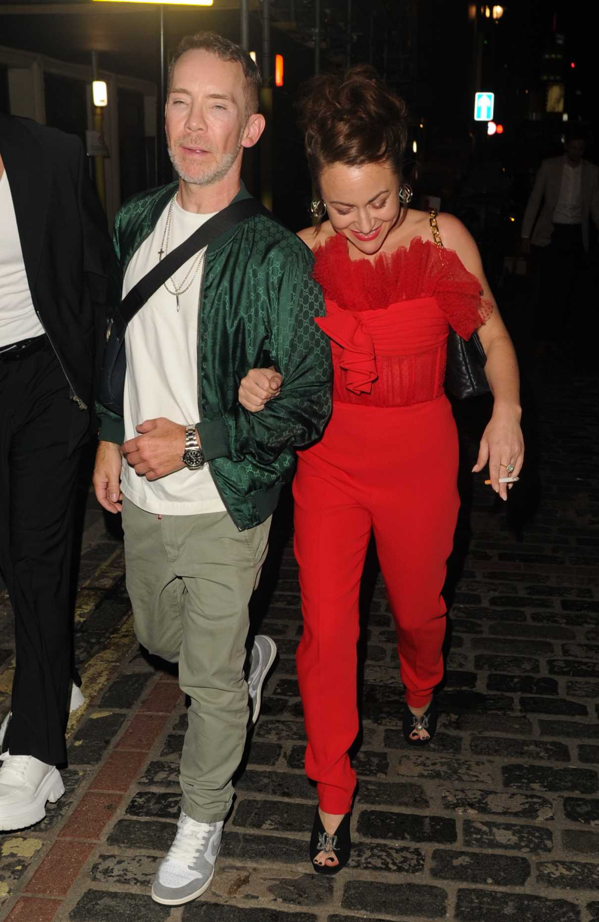 Jaime Winstone in a Red Pants Arrives at the Groucho Club in London 08