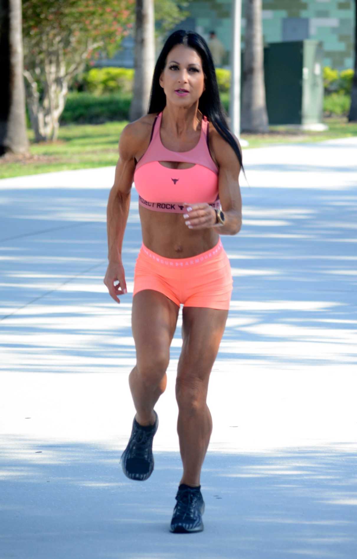 Janet Lynn West in a Pink Workout Ensemble