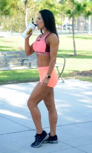 Janet Lynn West in a Pink Workout Ensemble