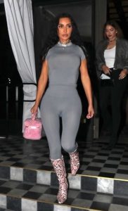 Kim Kardashian in a Grey Catsuit