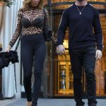 Lisa Hochstein in a See-Through Blouse Leaves Her Hotel with Lenny Hochstein in the City of Love in Paris 07/31/2023