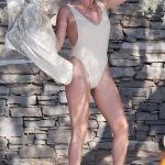 Margot Robbie in a White Swimsuit on the Beach at Sifnos in Greece 08/27/2023