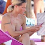 Michelle Hunziker in a Lilac Bikini on the Beach in Italy 08/24/2023