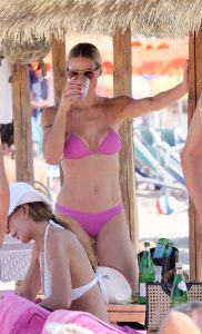 Michelle Hunziker in a Lilac Bikini