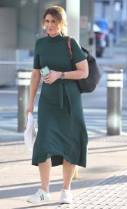 Natalie Barr in a Green Dress