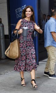 Rebecca Jarvis in a Floral Dress