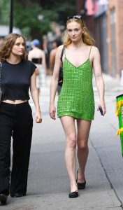 Sophie Turner in a Neon Green Dress