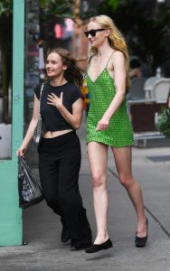 Sophie Turner in a Neon Green Dress