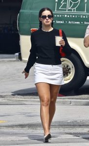 Addison Rae in a White Mini Skirt
