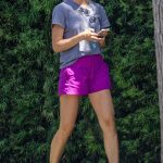 Amanda Kloots in a Purple Shorts Was Seen Out in Beverly Hills 09/12/2023