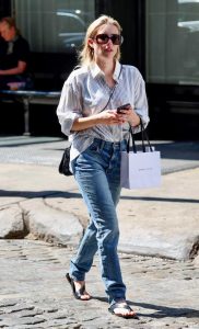 Emma Roberts in a Striped Shirt