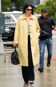 Kendall Jenner in a Yellow Trench Coat
