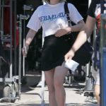 Lili Reinhart in a White Cropped Tee on the Set of a Secret Project in Los Angeles 09/07/2023