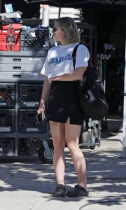 Lili Reinhart in a White Cropped Tee