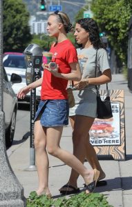 Lily-Rose Depp in a Red Tee