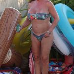 Lisa Appleton in a Floral Bikini by the Pool in Ibiza 09/01/2023