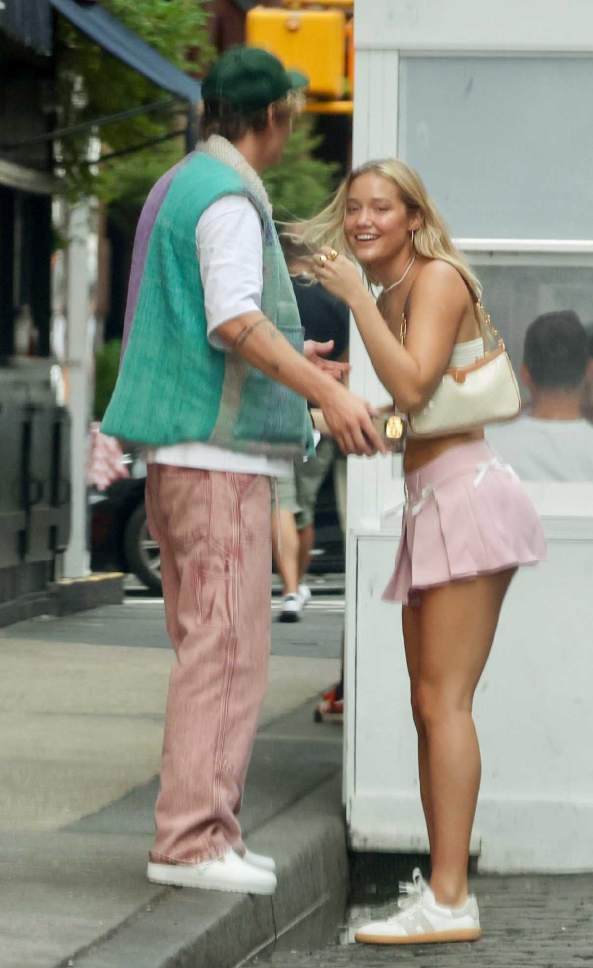 Olivia Ponton in a Pink Mini Skirt