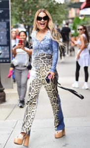 Rita Ora in an Animal Print Pants