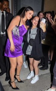 Selena Gomez in a Purple Mini Dress