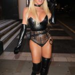 Aisleyne Horgan-Wallace in a Black Leather Ensemble Arrives at a Soho Nightclub for Georgia Harrison Halloween Party in London 10/25/2023