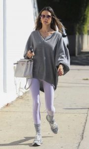 Alessandra Ambrosio in a Grey Oversized Sweater