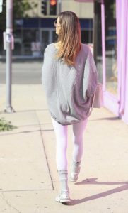 Alessandra Ambrosio in a Grey Oversized Sweater