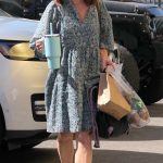Alyson Hannigan in a Floral Dress Arrives for Practice at the Dancing with the Stars Rehearsal Studio in Los Angeles 10/12/2023