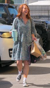 Alyson Hannigan in a Floral Dress