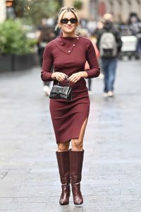 Ashley Roberts in a Maroon Dress