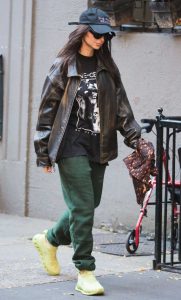 Emily Ratajkowski in a Brown Leather Jacket