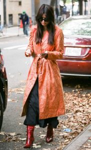 Emily Ratajkowski in an Orange Coat