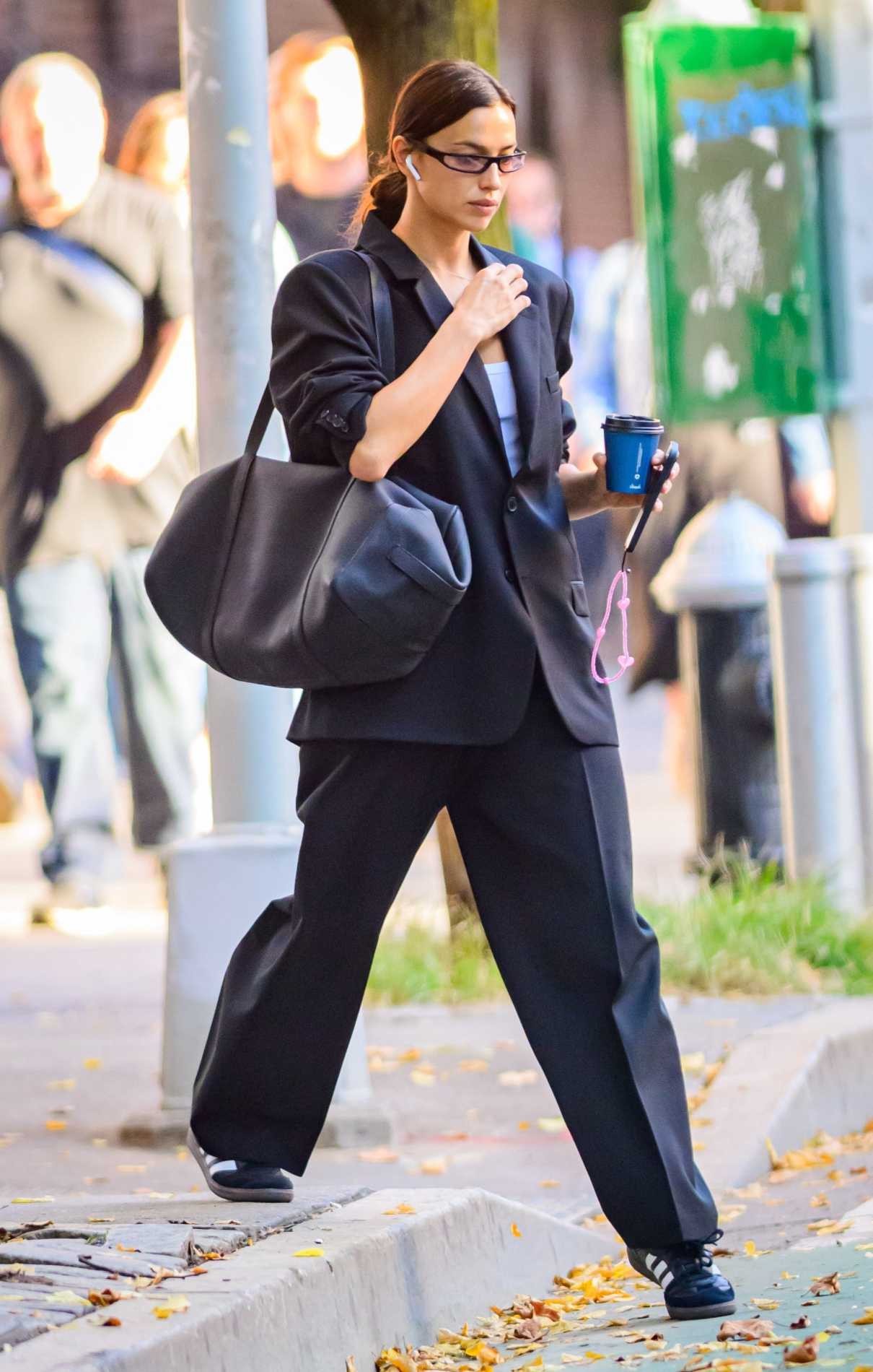 Irina Shayk in a Black Pantsuit