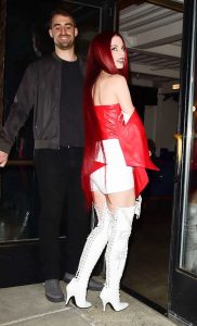 Julia Fox in a Red Leather Mini Dress