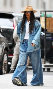 Kelly Rowland in a Double Denim Outfit