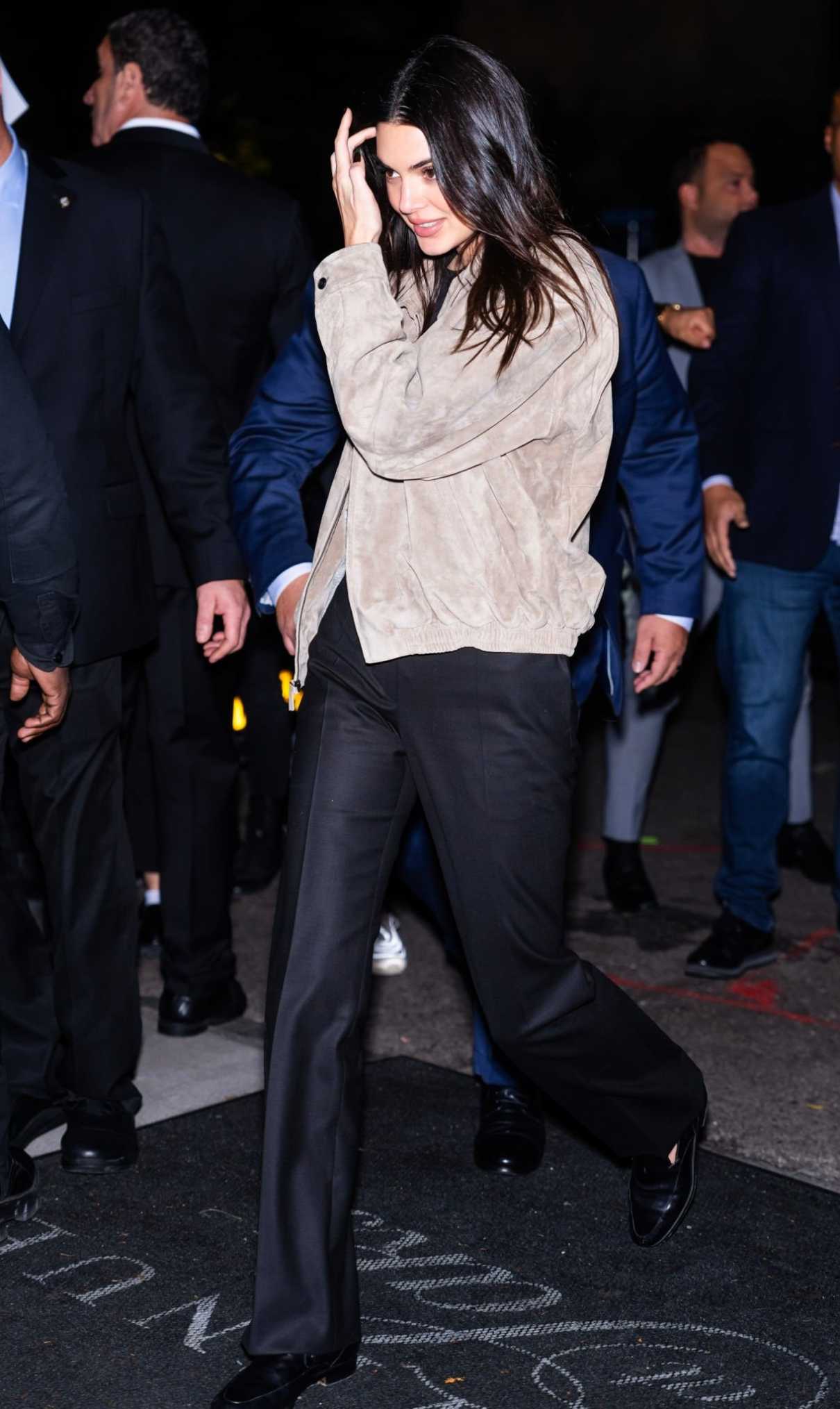 Kendall Jenner in a Beige Jacket