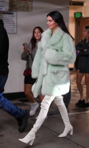Kendall Jenner in a Green Fur Coat