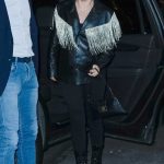 Lady Gaga in a Black Leather Jacket Arrives with Her Boyfriend Michael Polansky at Le’Avenue SNL Afterparty in New York 10/21/2023