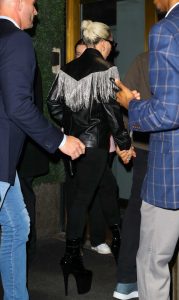 Lady Gaga in a Black Leather Jacket