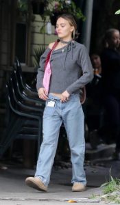 Lily-Rose Depp in a Blue Jeans
