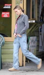 Lily-Rose Depp in a Blue Jeans