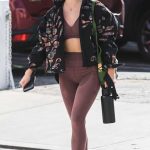 Lucy Hale in a Black Flip-Flops Arrives at a Hot Yoga Class in West Hollywood 10/13/2023