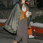 Paris Jackson in a Brown Flip-Flops Arrives at a Halloween Party in Los Angeles 10/28/2023