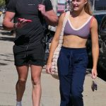 Rylee Arnold in a Purple Sports Bra Arrives for Practice at the Dancing with the Stars Rehearsal Studio in Los Angeles 10/14/2023