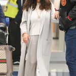 Salma Hayek in a Black Cap Arrives at JFK Airport in New York 10/24/2023