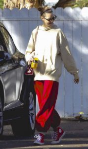 Whitney Port in a Red Sweatpants