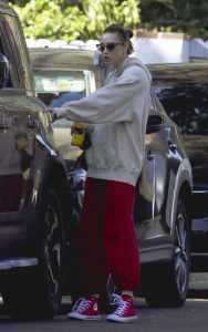 Whitney Port in a Red Sweatpants