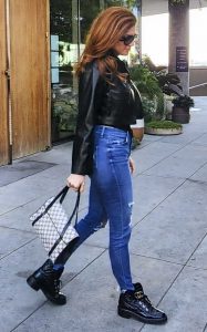 Blanca Blanco in a Black Leather Jacket